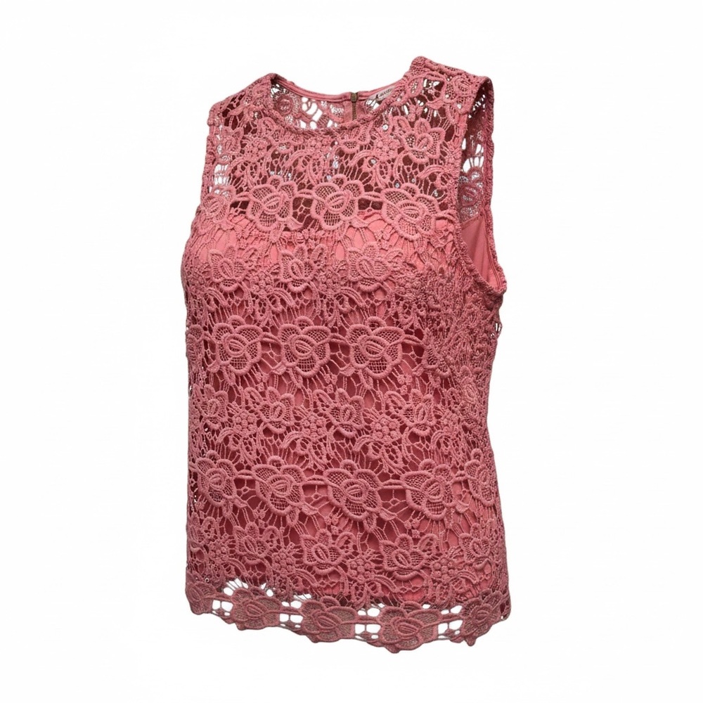 Nanette Lepore Pink Crochet Lace Sleeveless Top - Size M